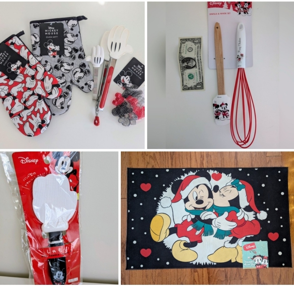 BUNDLE Best of Mickey Mouse Kitchen Set Gadgets Disney Parks Christmas Rug Mat